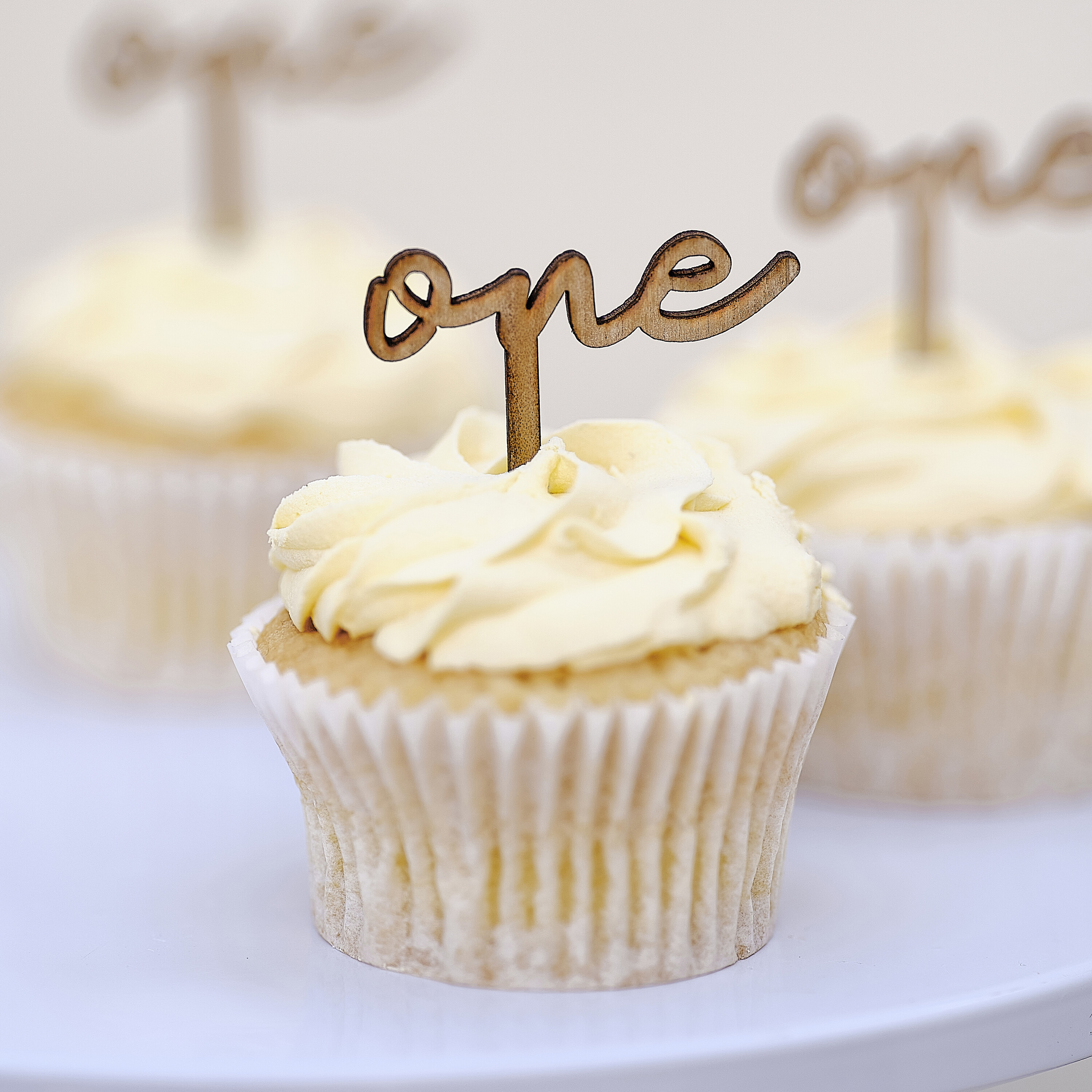 Wooden 'One' 1st Birthday Cupcake Toppers | Ginger Ray