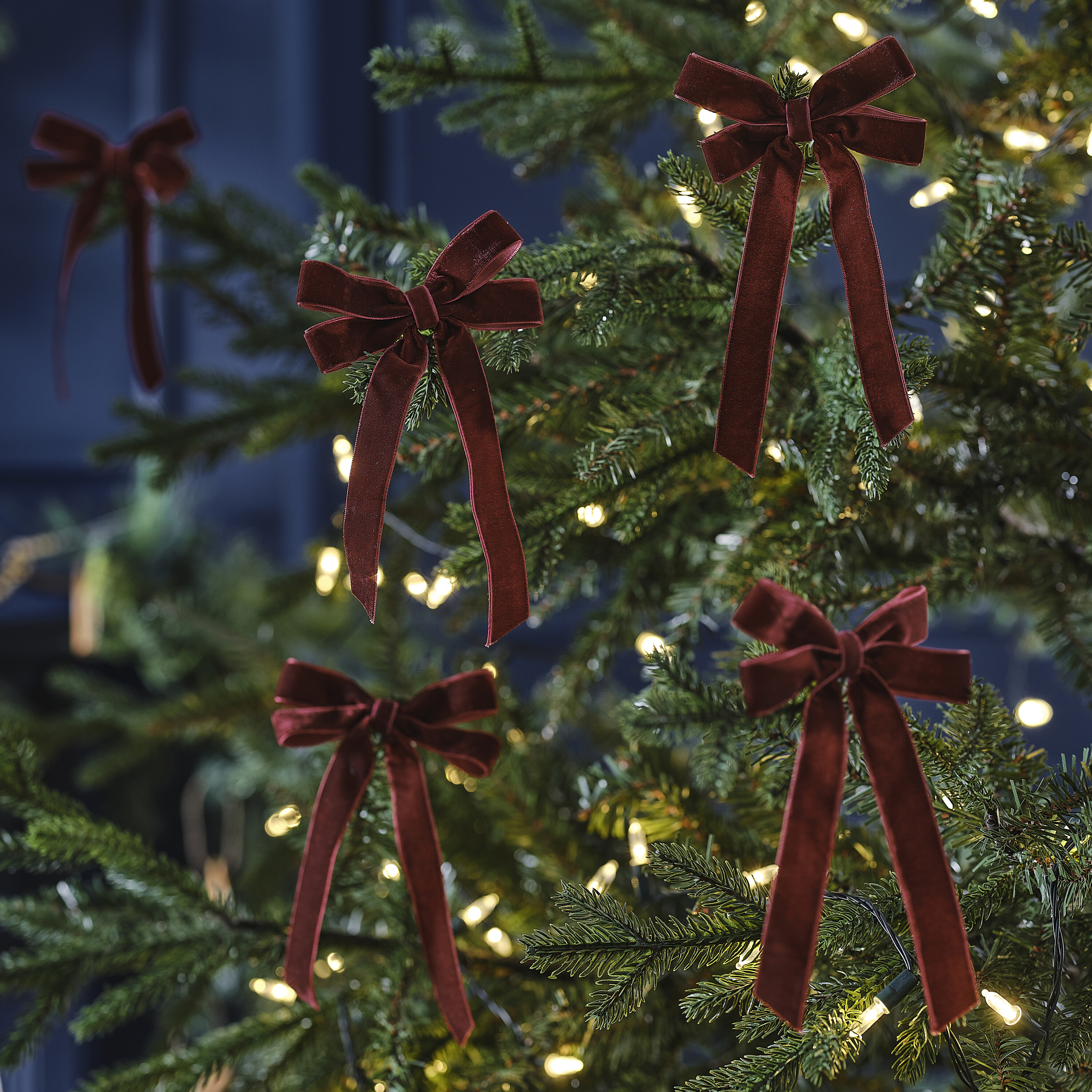 DARK GREEN Velvet Christmas Tree Bows, Velvet Bows for Christmas
